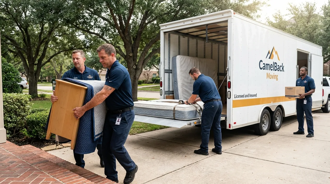 Crew loading residential truck for cross-state move from Leavenworth, WA